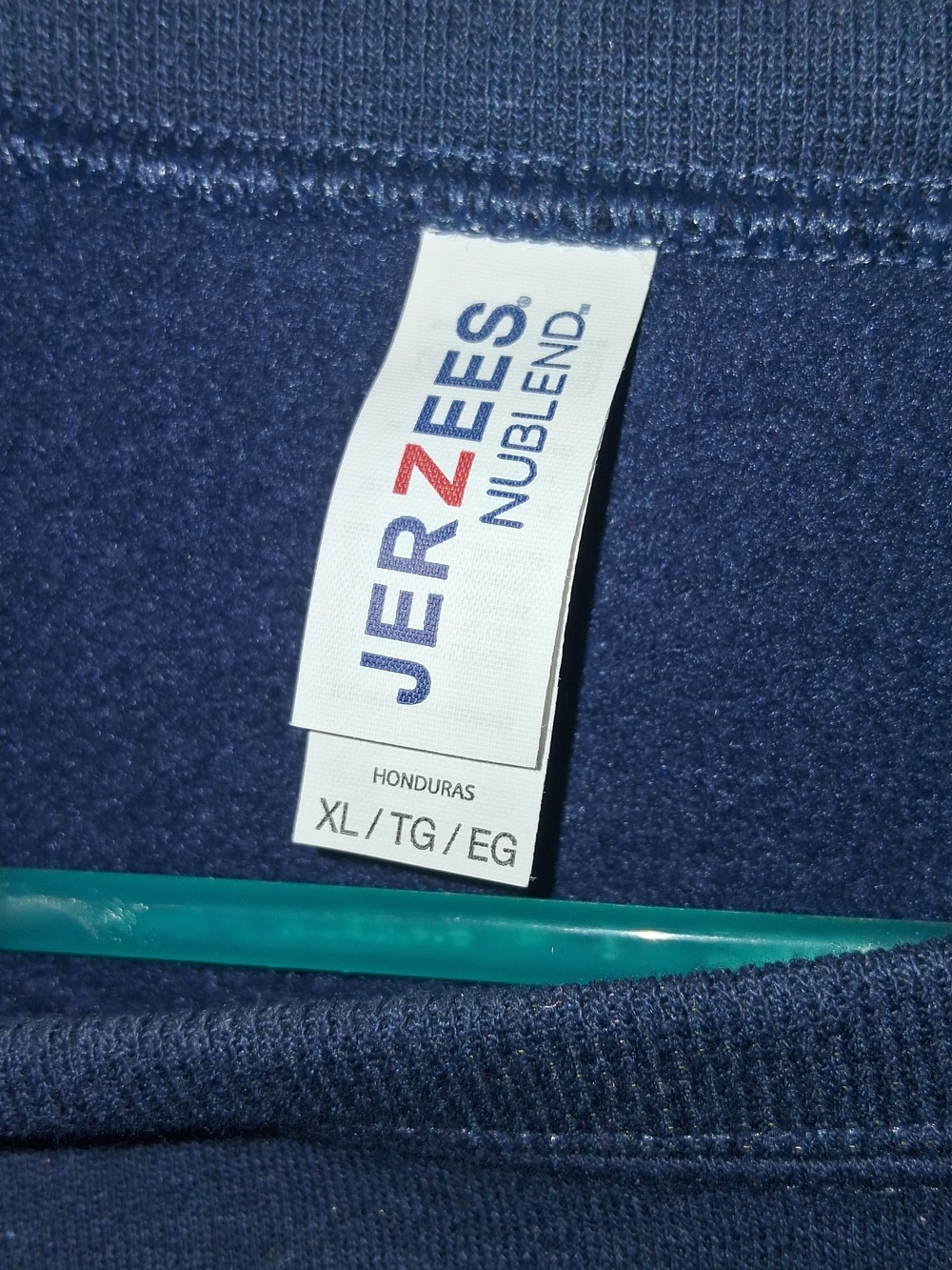 Jerzees Navy Crewneck Sweatshirt with White Patriotic Script - Picture 2 of 4